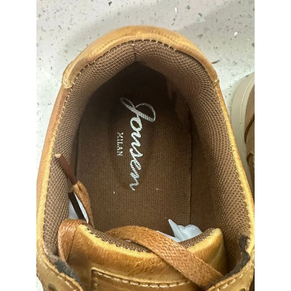 Jonsen Milan Men's Tan Leather Fashion Sneakers Size 8